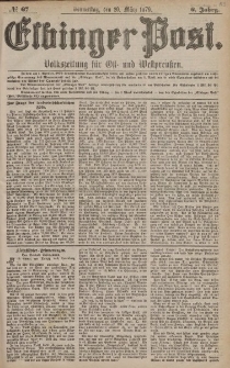 Elbinger Post, Nr. 67 Donnerstag 20 März 1879, 6 Jahrg.