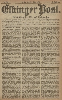 Elbinger Post, Nr. 68 Freitag 21 März 1879, 6 Jahrg.