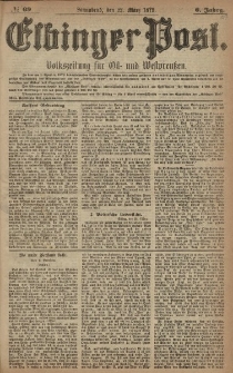 Elbinger Post, Nr. 69 Sonnabend 22 März 1879, 6 Jahrg.