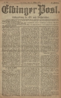 Elbinger Post, Nr. 73 Donnerstag 27 März 1879, 6 Jahrg.