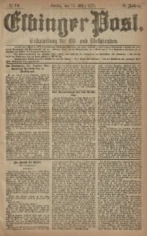 Elbinger Post, Nr. 74 Freitag 28 März 1879, 6 Jahrg.