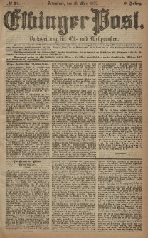 Elbinger Post, Nr. 75 Sonnabend 29 März 1879, 6 Jahrg.