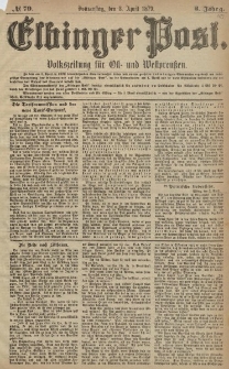Elbinger Post, Nr. 79 Donnerstag 3 April 1879, 6 Jahrg.