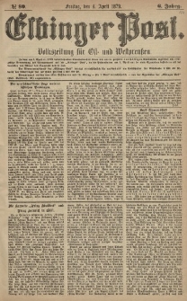 Elbinger Post, Nr. 80 Freitag 4 April 1879, 6 Jahrg.