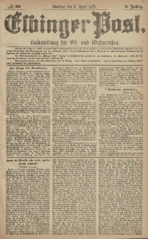Elbinger Post, Nr. 82 Sonntag 6 April 1879, 6 Jahrg.