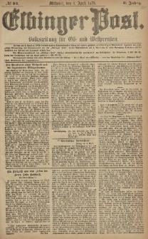 Elbinger Post, Nr. 84 Mittwoch 8 April 1879, 6 Jahrg.