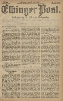 Elbinger Post, Nr. 88 Mittwoch 16 April 1879, 6 Jahrg.