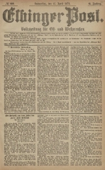 Elbinger Post, Nr. 89 Donnerstag 17 April 1879, 6 Jahrg.