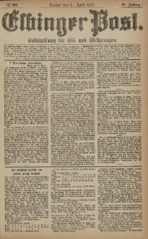 Elbinger Post, Nr. 93 Dienstag 22 April 1879, 6 Jahrg.