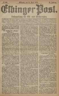 Elbinger Post, Nr. 94 Mittwoch 23 April 1879, 6 Jahrg.