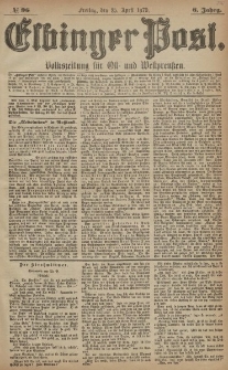 Elbinger Post, Nr. 96 Freitag 25 April 1879, 6 Jahrg.