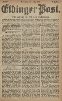Elbinger Post, Nr. 101 Donnerstag 1 Mai 1879, 6 Jahrg.