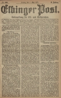 Elbinger Post, Nr. 102 Freitag 2 Mai 1879, 6 Jahrg.