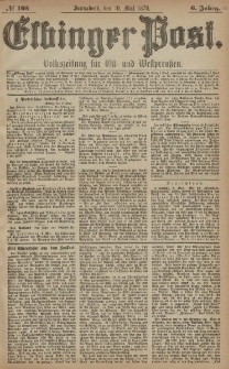 Elbinger Post, Nr. 108 Sonnabend 10 Mai 1879, 6 Jahrg.