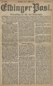 Elbinger Post, Nr. 109 Sonntag 11 Mai 1879, 6 Jahrg.
