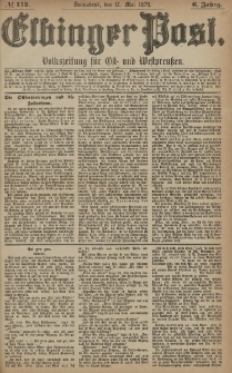 Elbinger Post, Nr. 114 Sonnabend 17 Mai 1879, 6 Jahrg.