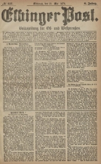 Elbinger Post, Nr. 117 Mittwoch 21 Mai 1879, 6 Jahrg.