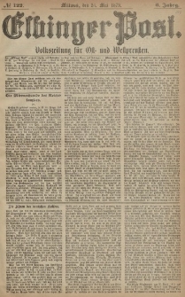 Elbinger Post, Nr. 122 Mittwoch 28 Mai 1879, 6 Jahrg.