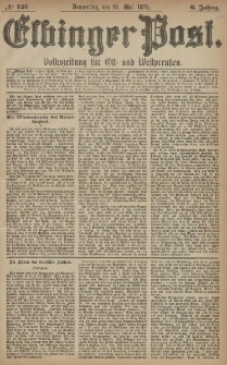 Elbinger Post, Nr. 123 Donnerstag 29 Mai 1879, 6 Jahrg.