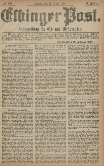 Elbinger Post, Nr. 141 Freitag 20 Juni 1879, 6 Jahrg.
