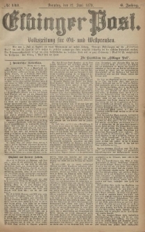 Elbinger Post, Nr. 143 Sonntag 22 Juni 1879, 6 Jahrg.