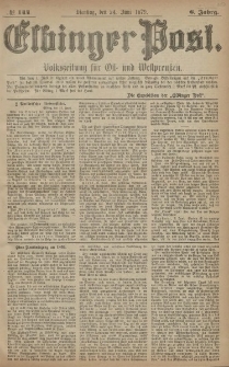 Elbinger Post, Nr. 144 Dienstag 24 Juni 1879, 6 Jahrg.