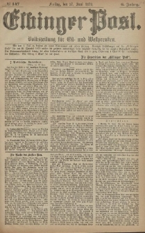Elbinger Post, Nr. 147 Freitag 27 Juni 1879, 6 Jahrg.
