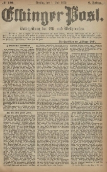 Elbinger Post, Nr. 150 Dienstag 1 Juli 1879, 6 Jahrg.