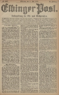 Elbinger Post, Nr. 157 Mittwoch 9 Juli 1879, 6 Jahrg.
