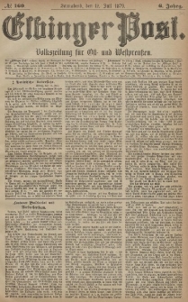 Elbinger Post, Nr. 160 Sonnabend 12 Juli 1879, 6 Jahrg.