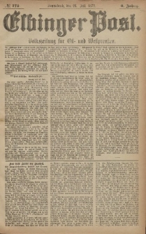 Elbinger Post, Nr. 172 Sonnabend 26 Juli 1879, 6 Jahrg.