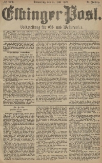 Elbinger Post, Nr. 176 Donnerstag 31 Juli 1879, 6 Jahrg.