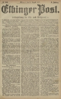 Elbinger Post, Nr. 181 Mittwoch 6 August 1879, 6 Jahrg.
