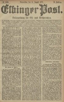 Elbinger Post, Nr. 188 Donnerstag 14 August 1879, 6 Jahrg.