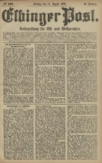 Elbinger Post, Nr. 189 Freitag 15 August 1879, 6 Jahrg.