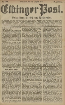 Elbinger Post, Nr. 190 Sonnabend 16 August 1879, 6 Jahrg.