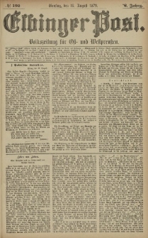 Elbinger Post, Nr. 192 Dienstag 19 August 1879, 6 Jahrg.
