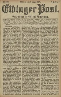 Elbinger Post, Nr. 193 Mittwoch 20 August 1879, 6 Jahrg.