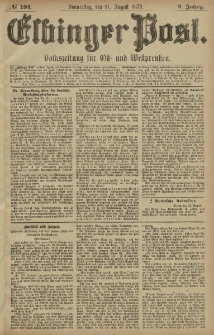 Elbinger Post, Nr. 194 Donnerstag 21 August 1879, 6 Jahrg.
