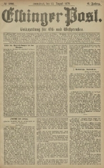 Elbinger Post, Nr. 196 Sonnabend 23 August 1879, 6 Jahrg.