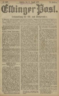 Elbinger Post, Nr. 197 Sonntag 24 August 1879, 6 Jahrg.