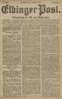 Elbinger Post, Nr. 201 Freitag 29 August 1879, 6 Jahrg.