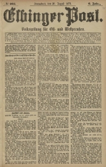 Elbinger Post, Nr. 202 Sonnabend 30 August 1879, 6 Jahrg.
