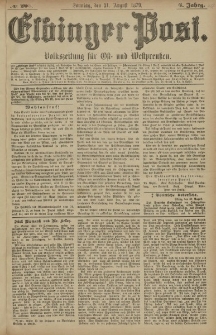Elbinger Post, Nr. 203 Sonntag 31 August 1879, 6 Jahrg.