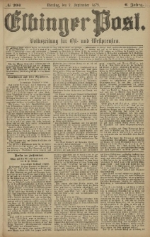 Elbinger Post, Nr. 204 Dienstag 2 September 1879, 6 Jahrg.