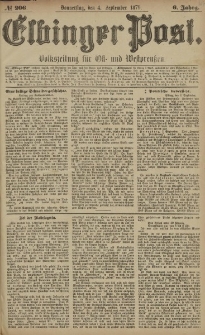 Elbinger Post, Nr. 206 Donnerstag 4 September 1879, 6 Jahrg.