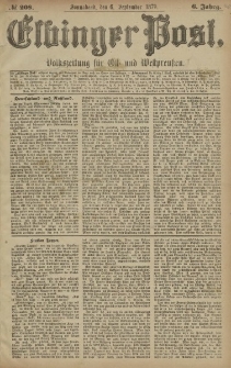 Elbinger Post, Nr. 208 Sonnabend 6 September 1879, 6 Jahrg.
