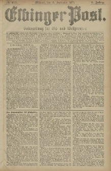 Elbinger Post, Nr. 211 Mittwoch 10 September 1879, 6 Jahrg.