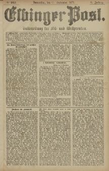 Elbinger Post, Nr. 212 Donnerstag 11 September 1879, 6 Jahrg.