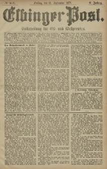 Elbinger Post, Nr. 213 Freitag 12 September 1879, 6 Jahrg.